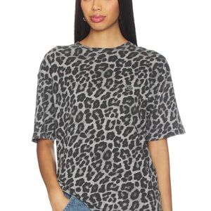 Anine Bing Black and Gray Leopard Print Tee
